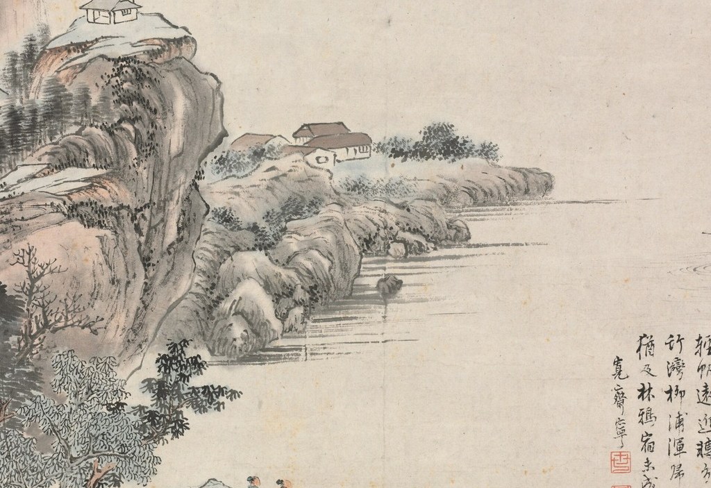 Bunchō leaves the water almost entirely bare silk or paper , the emptiness IS the content, expressing the Chinese-derived aesthetic of void (mu) as presence.