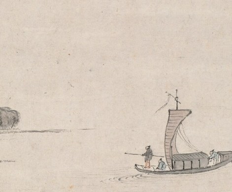 This work, "Returning Sails," captures boats coming home.
