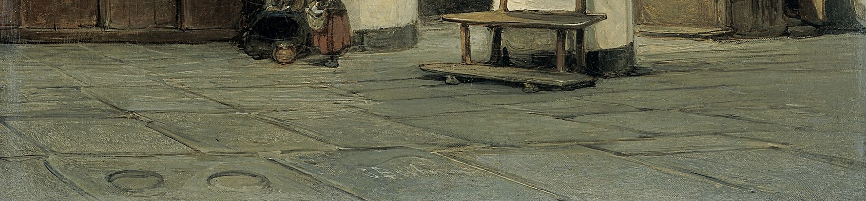 The subtle variations in color and texture of the floor tiles add depth and realism to the scene.