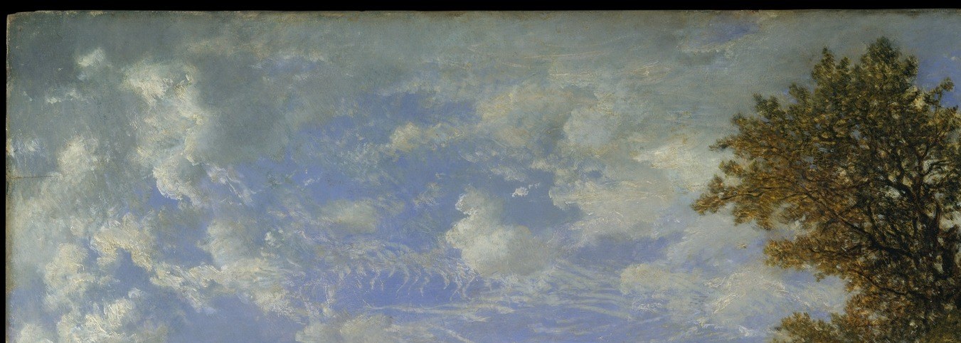 Rousseau treats the sky as equally important as the land , these clouds are painterly and atmospheric, contrasting warmly lit tops against shadowed undersides, showing Barbizon attentiveness to meteorology.