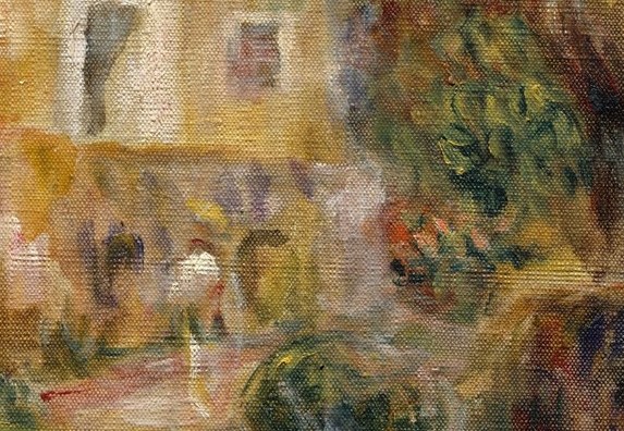 Two small figures. Farm workers, barely six strokes of paint.