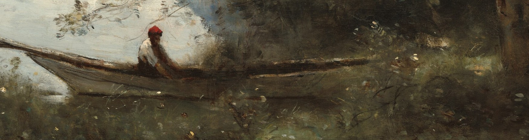 The boat appears worn, hinting at a life of labor and journeys on the water.
