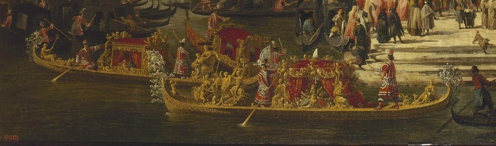 Canaletto painted it around 1727, a diplomatic moment.