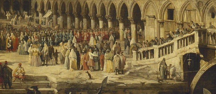 But look closely at the lower arcade of the palace.