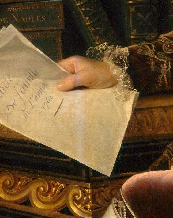 The delicate rendering of the hand and the way it holds the paper suggests a moment of contemplation or important correspondence.