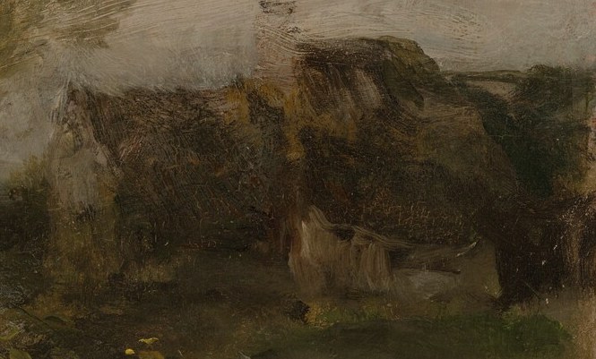 Distant village buildings hint at life beyond the riverbend.