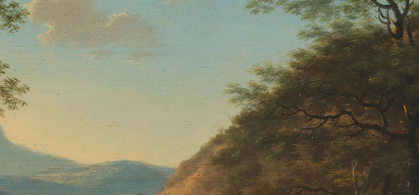 The imposing mountain provides a sense of scale and depth, anchoring the landscape.