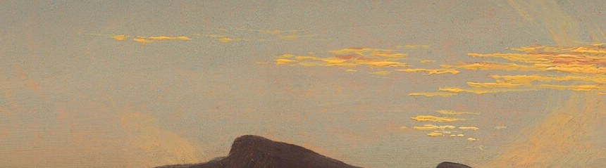 The defining landmark of the composition, likely a specific Catskill ridge; its flat summit gives the horizon a distinctive profile Cole was locking down in this study.