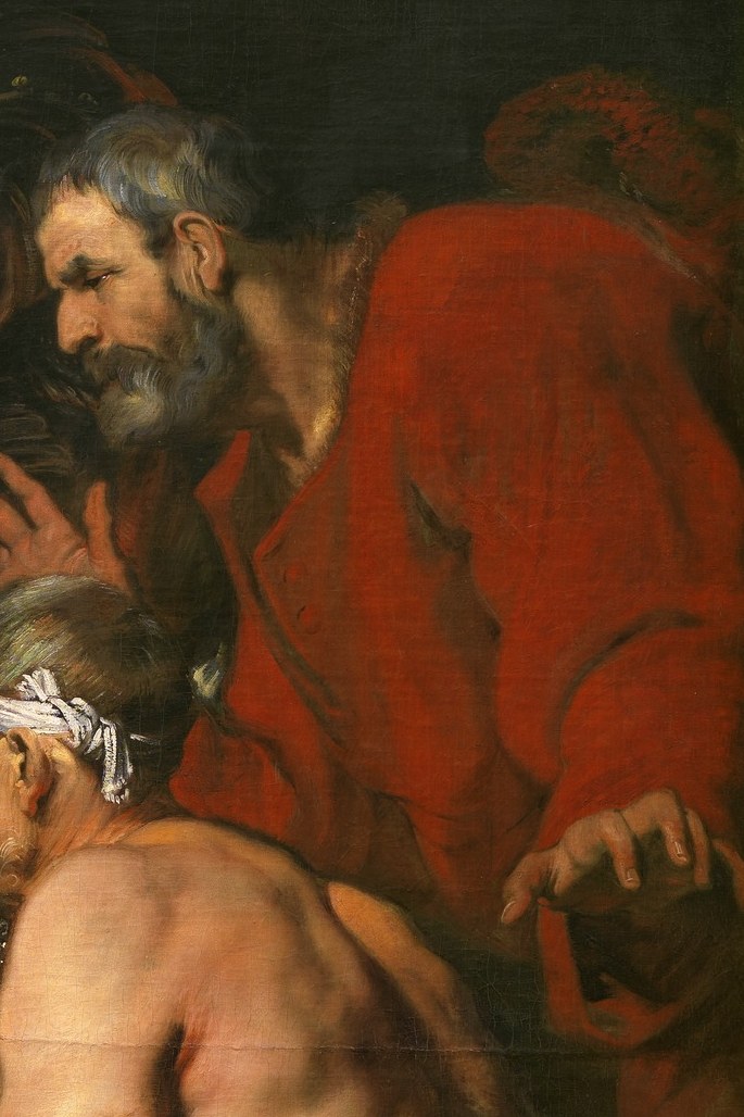 The red robe screams authority and antagonism.
