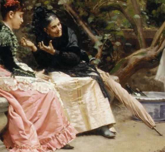 It seems the older woman is scolding the young woman.