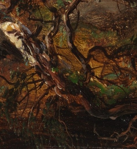 The tree resists, its roots gripping the dark earth.