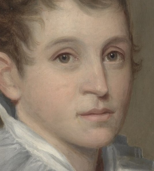 His steady gaze was typical of early 19th-century realism.