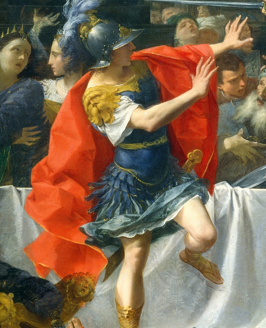 Alexander pulls back, his red cloak a flash of defiance.