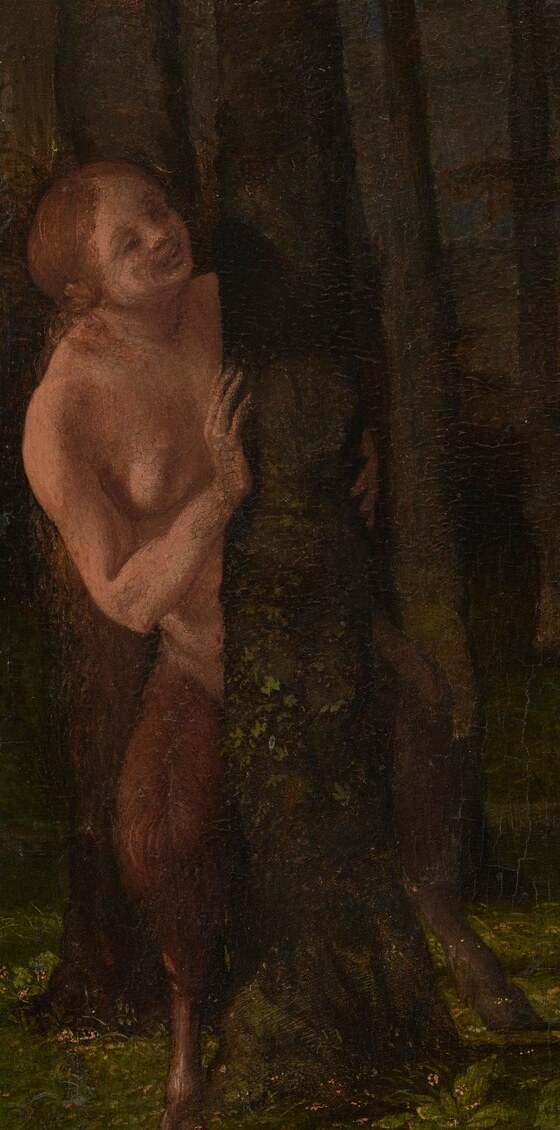 A figure peeks out, a sly hint of temptation.