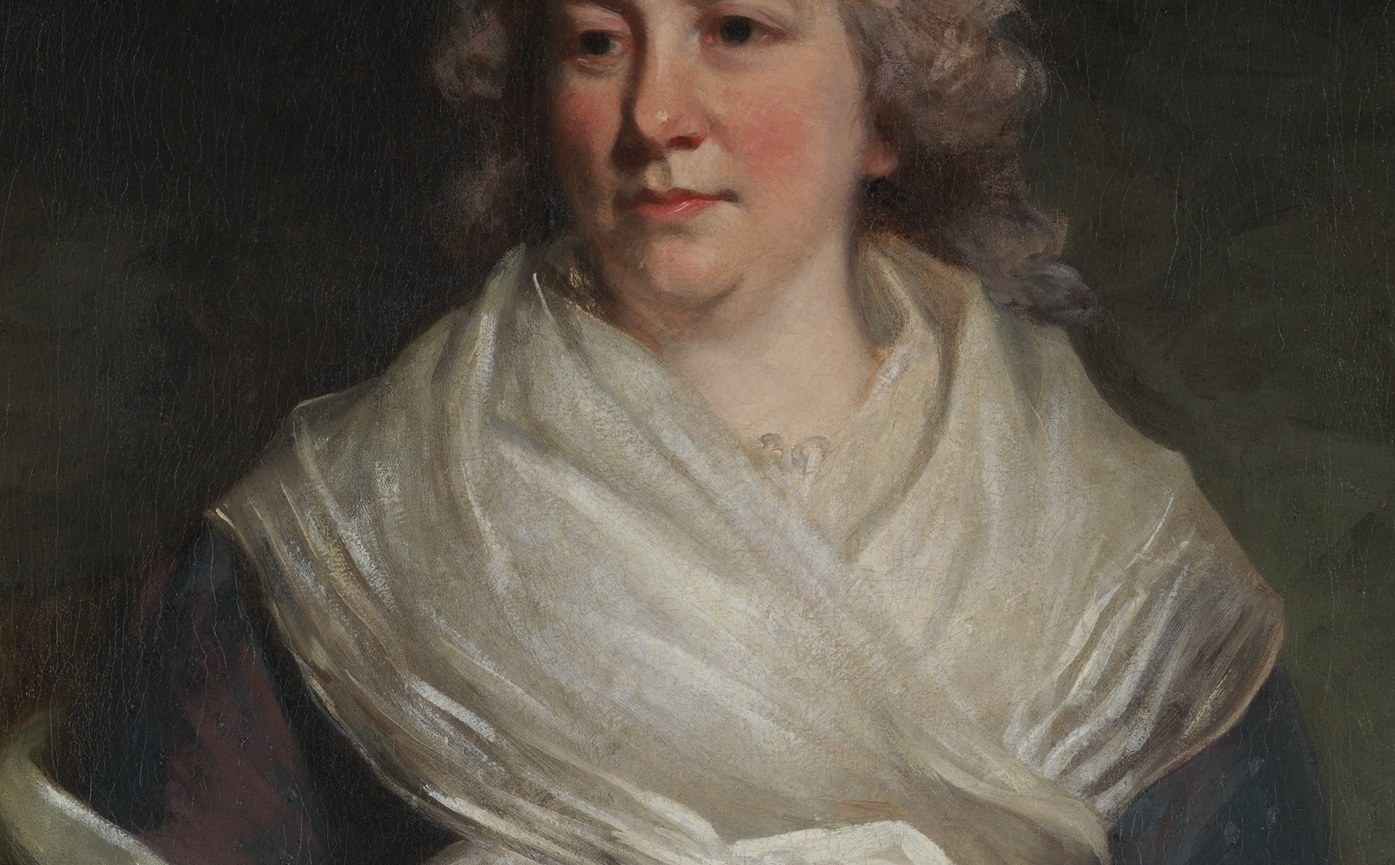 The luminous, loosely folded fabric is a technical showpiece , Hoppner's brushwork renders thin textile against the darker ground with considerable bravura.