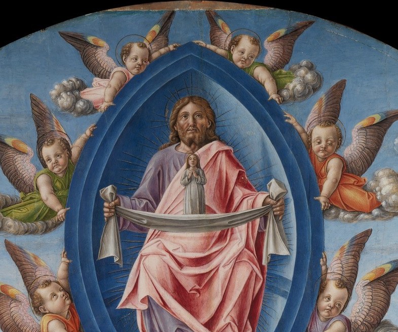 Inside, Christ waits to receive the soul of the Virgin.
