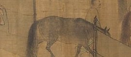 Look closely at the figures on horseback, symbolizing his long journey.