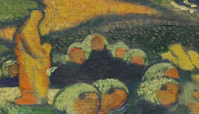 Now, see the small figures in the distant landscape.