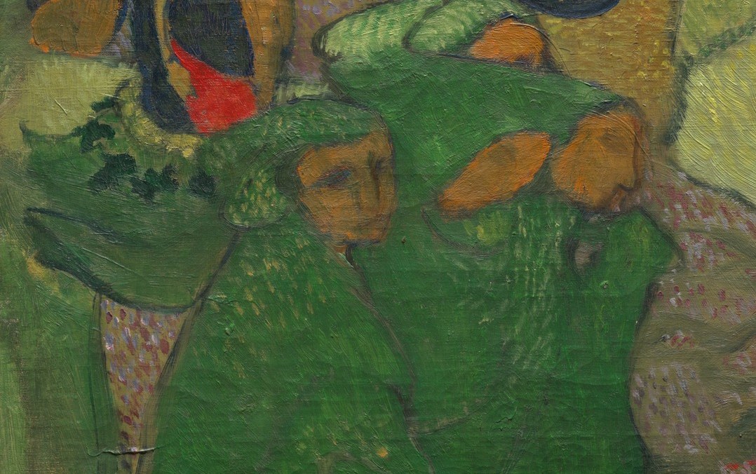 But the painter uses thick brushstrokes and bright colors.