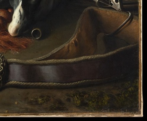 This element grounds the composition and hints at the activity of falconry, connecting the still life to its purpose.