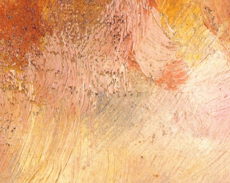 The only hard edge in the whole painting is her eye.