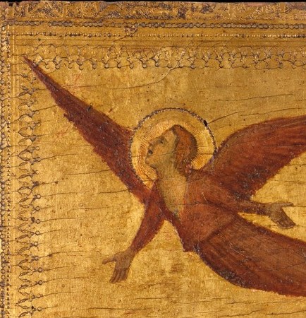 Two small angels hover above, easy to miss.