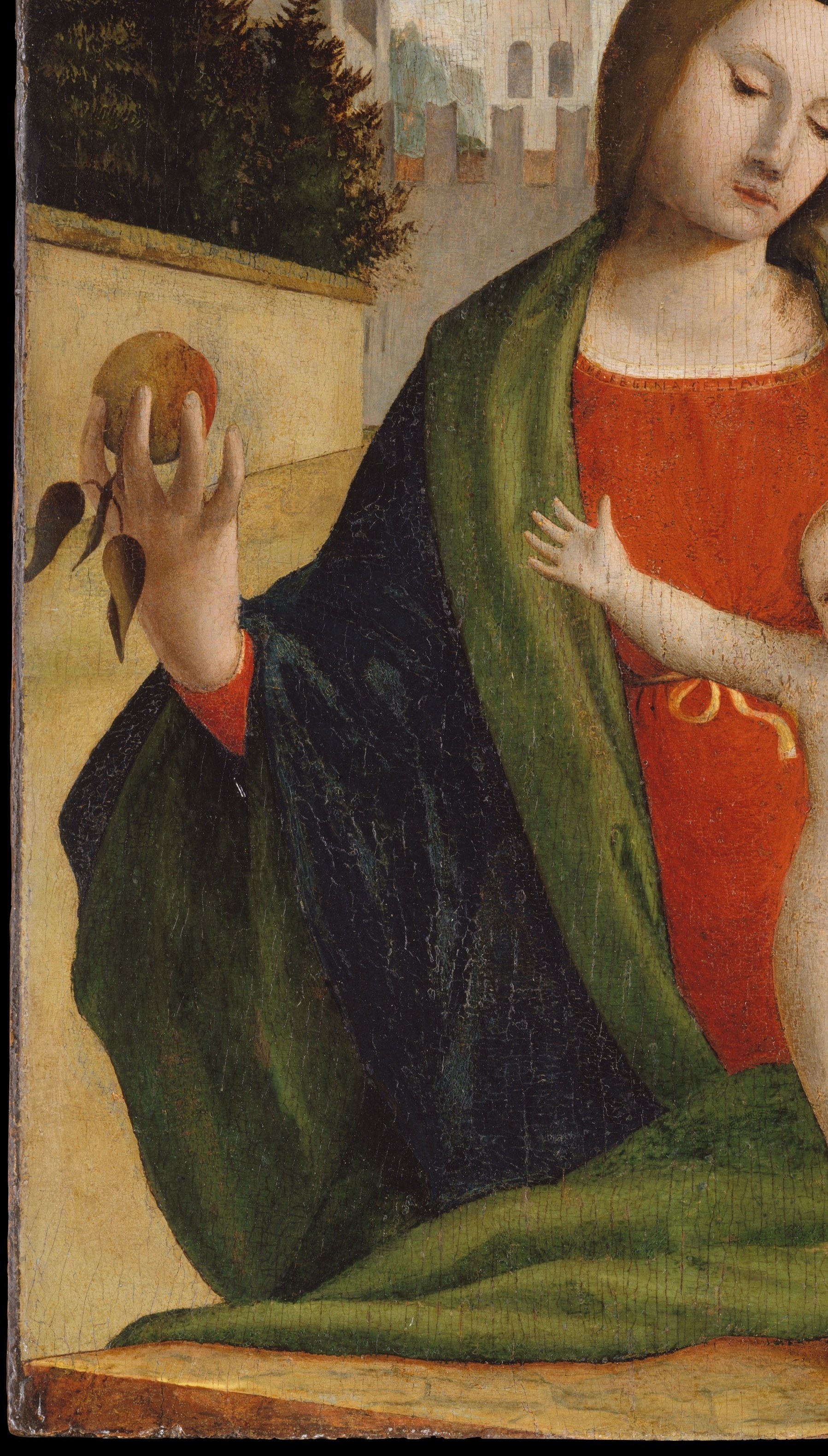 Bramantino's hallmark simplification of drapery into near-architectural planes , more sculptural than painterly , creates bold abstract geometry unusual for 1508.