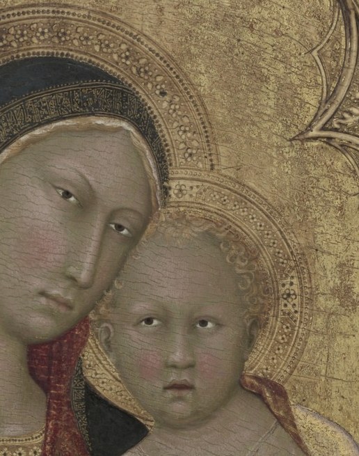 Even in infancy, he silently forecasts the Crucifixion.