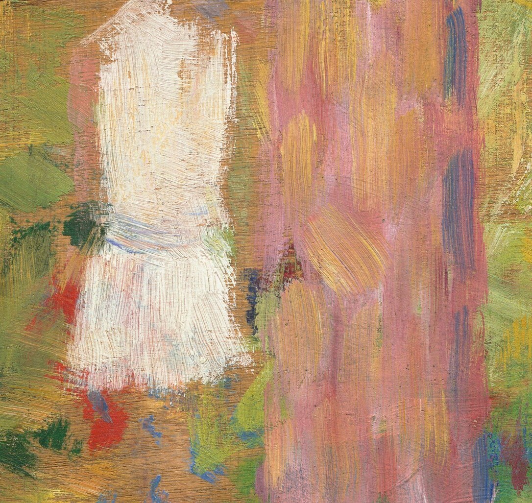 The textured brushstrokes of the white dress suggest movement and light, offering a tactile quality.