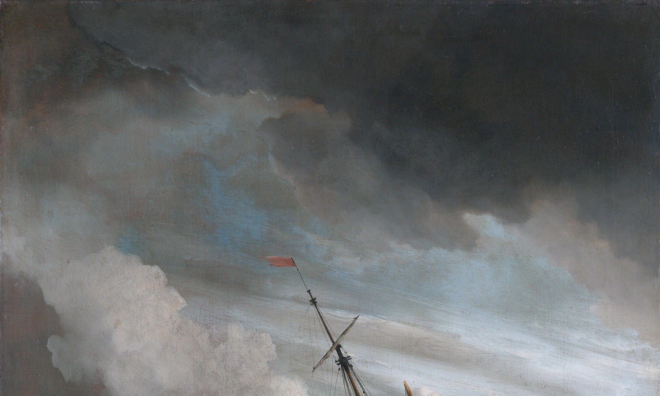 The turbulent clouds and dramatic lighting create a sense of impending doom and chaos.
