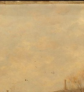 The steeple is the painting's vertical anchor and a historically precise rendering of Bruton Parish Church , still standing today , making it a direct bridge between 1893 and the colonial era.