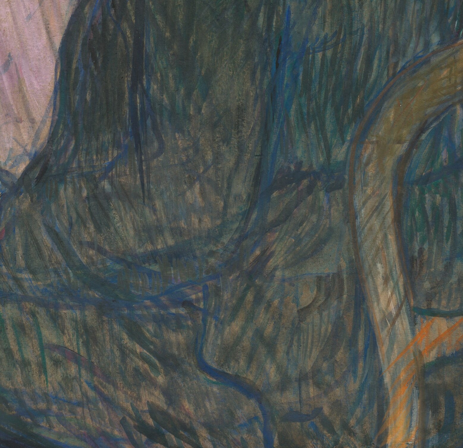 Lautrec's handling on cardboard is visible here , short, directional strokes laid over a matte ground create texture without modeling, a technique that suits the speed and economy of his portrait method.