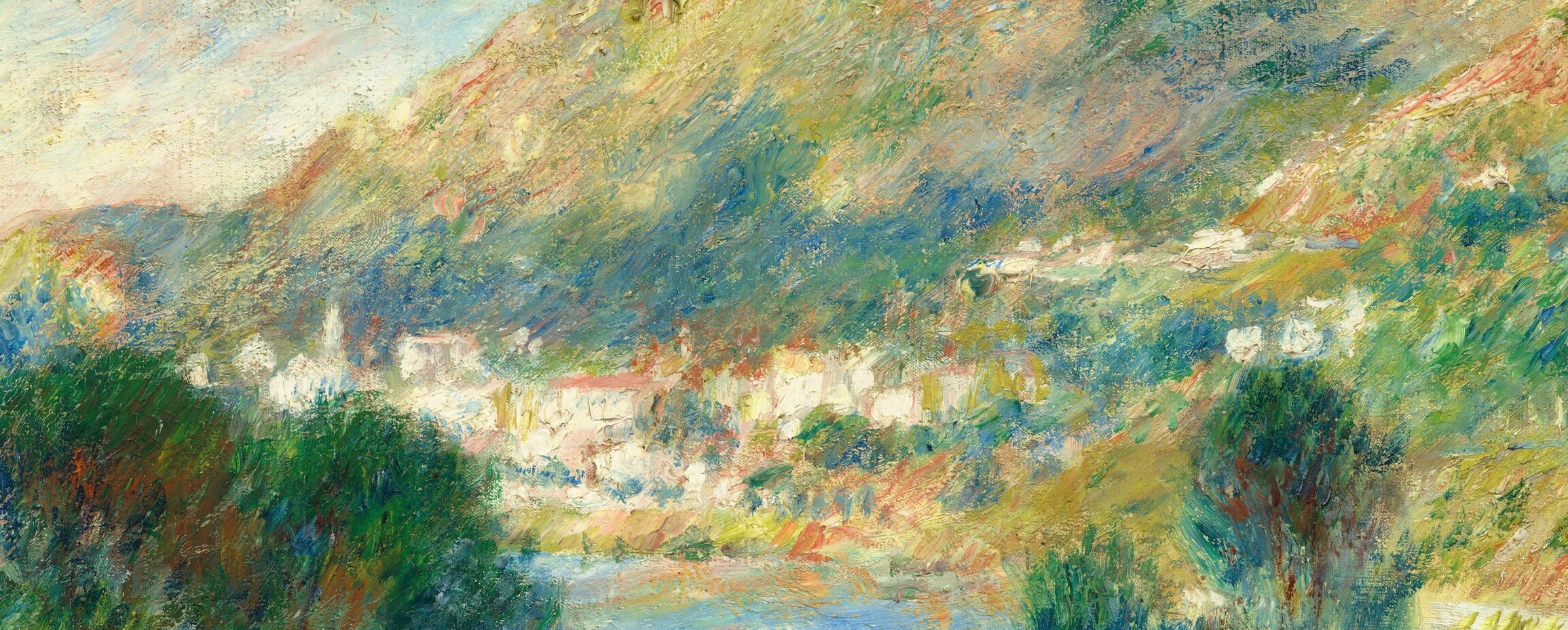 The indistinct rendering of the hill suggests atmospheric perspective and the vastness of the landscape.