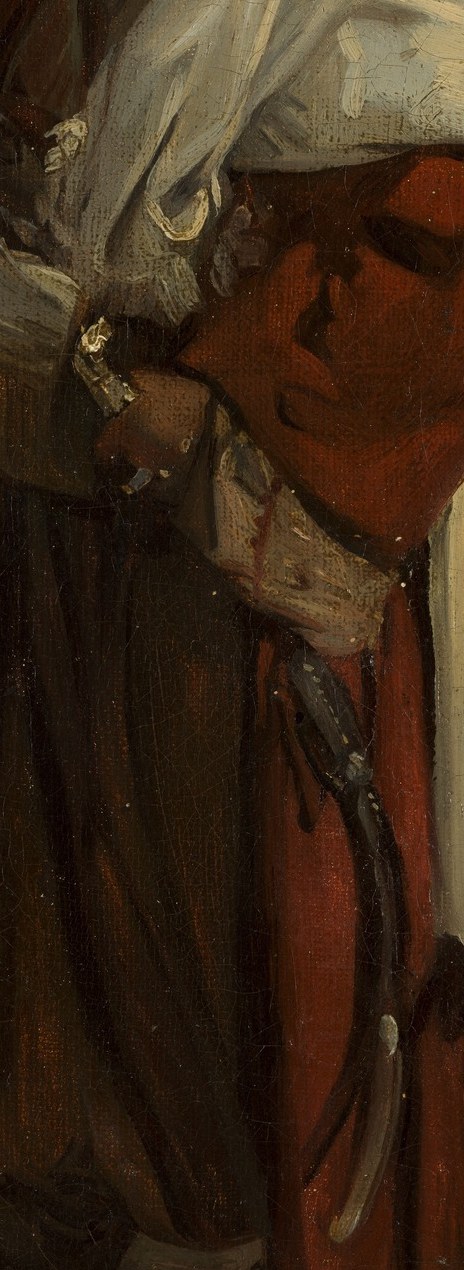 Here he depicts an Arab Warrior in rich, textured robes.
