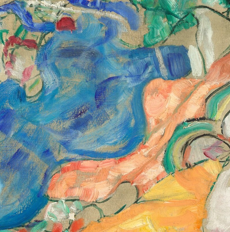 The heavy brushstrokes create a rich, almost sculptural surface.
