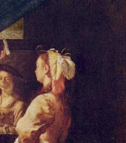Her reflection shows a different angle of her face.