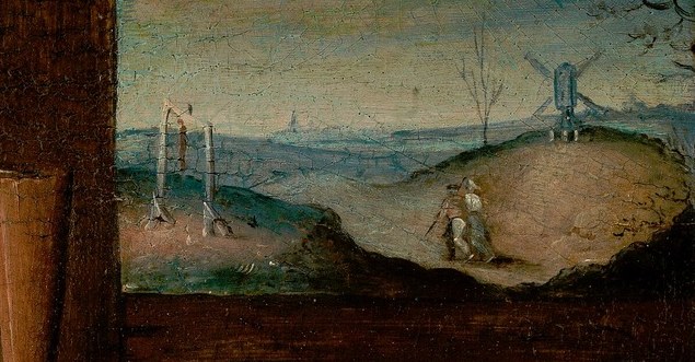 One is a landscape with a distant windmill.