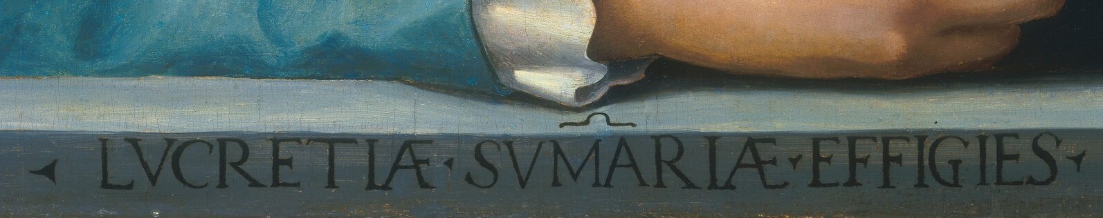 An inscription confirms her name: Lucrezia Sommaria.