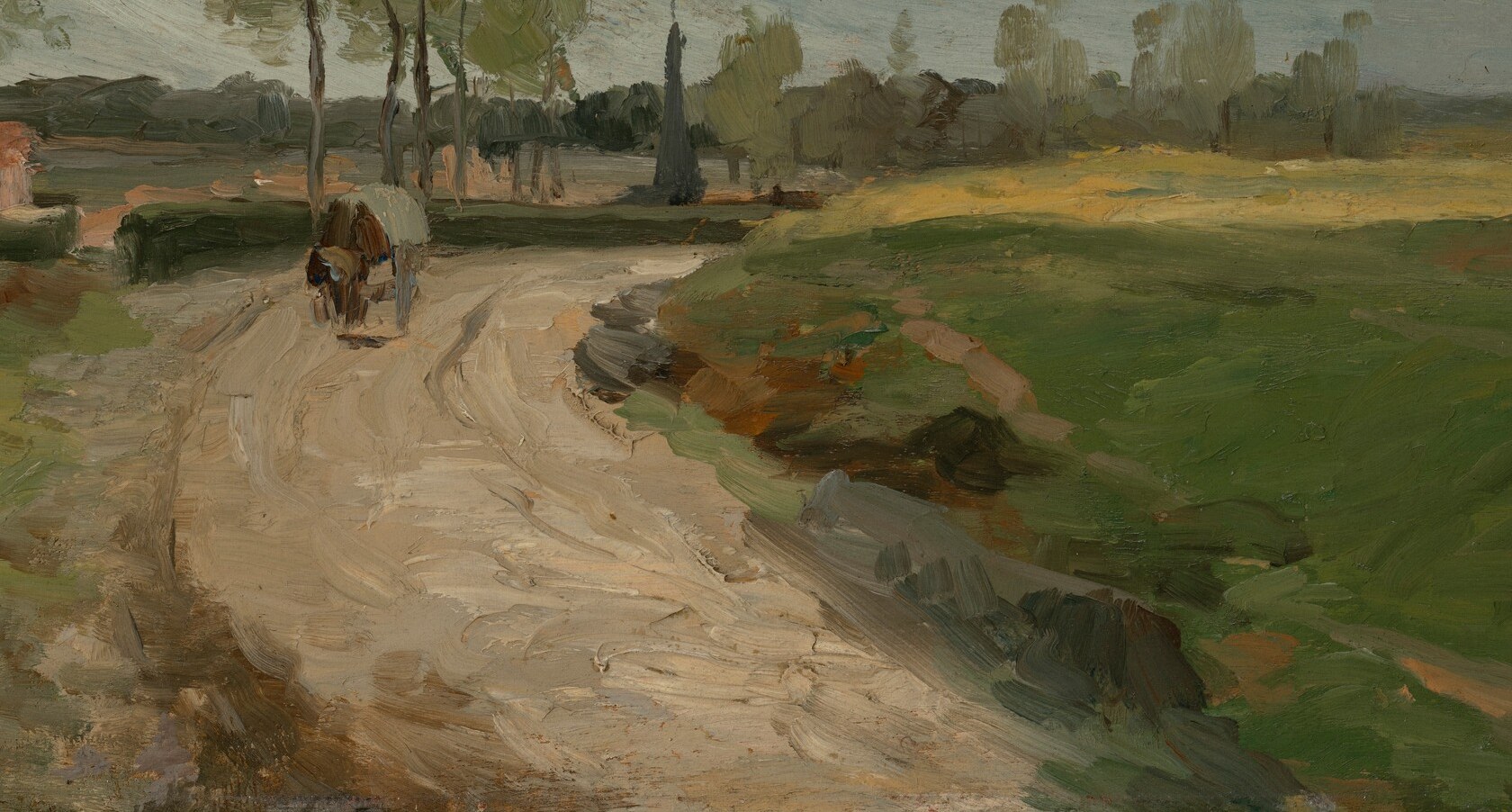 The road leads the viewer's eye into the scene, suggesting a journey and the passage of time.