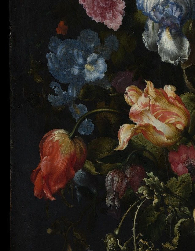 Vosmaer painted each flower separately, studying studio drawings across seasons.