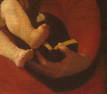 Look closely at the Christ Child's legs.