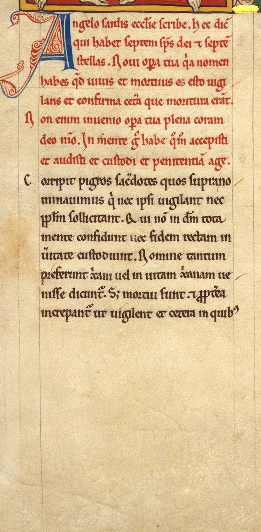 This is a leaf from a Beatus Manuscript, written around 1180.