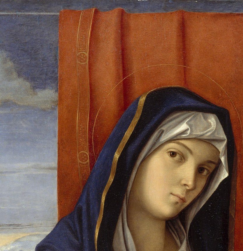 Her frontal, sorrowful gaze breaks the pictorial fourth wall , unusually direct for a Madonna and immediately draws the viewer into an emotional covenant with the figure