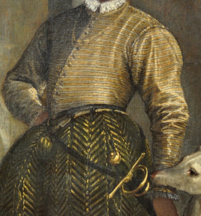 Only the very wealthy could afford such an intricate, slashed doublet.