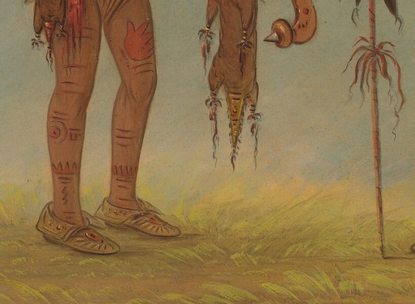 And the intricate patterns on his leggings.