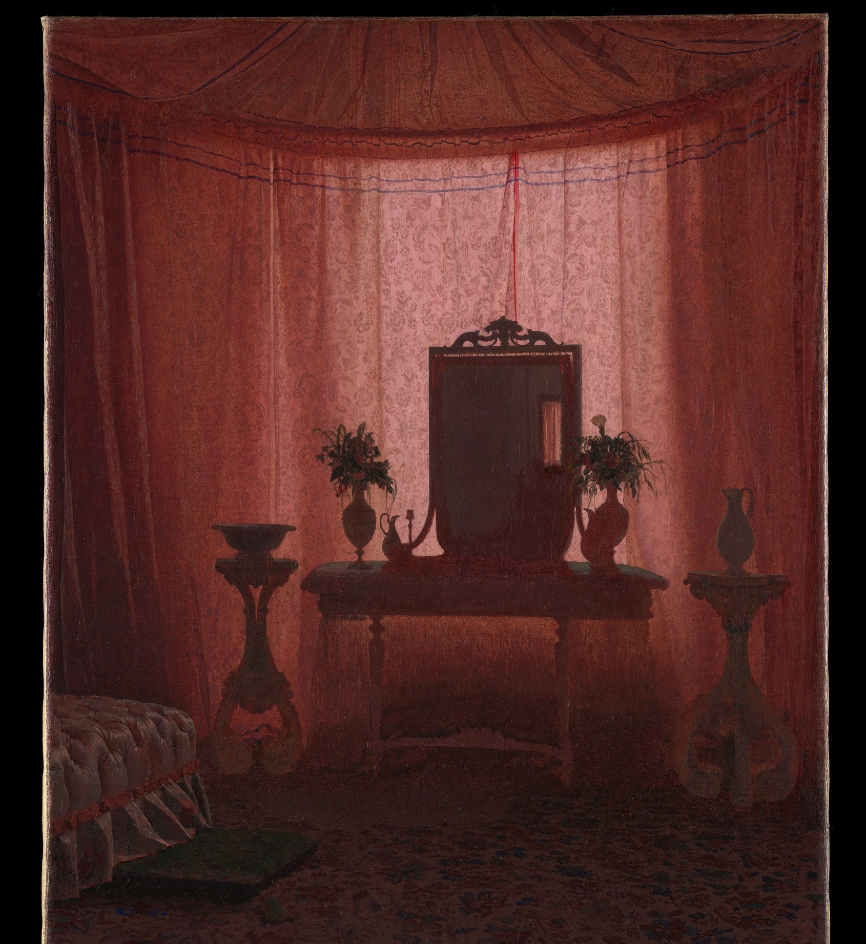 Heavy curtains create intimacy.