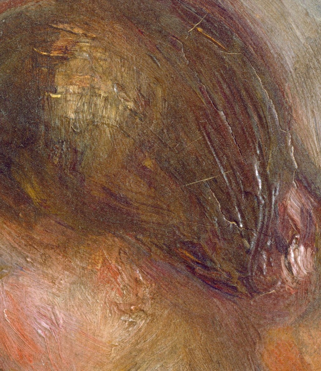 The loose, soft rendering of her hair suggests a natural, unposed moment.