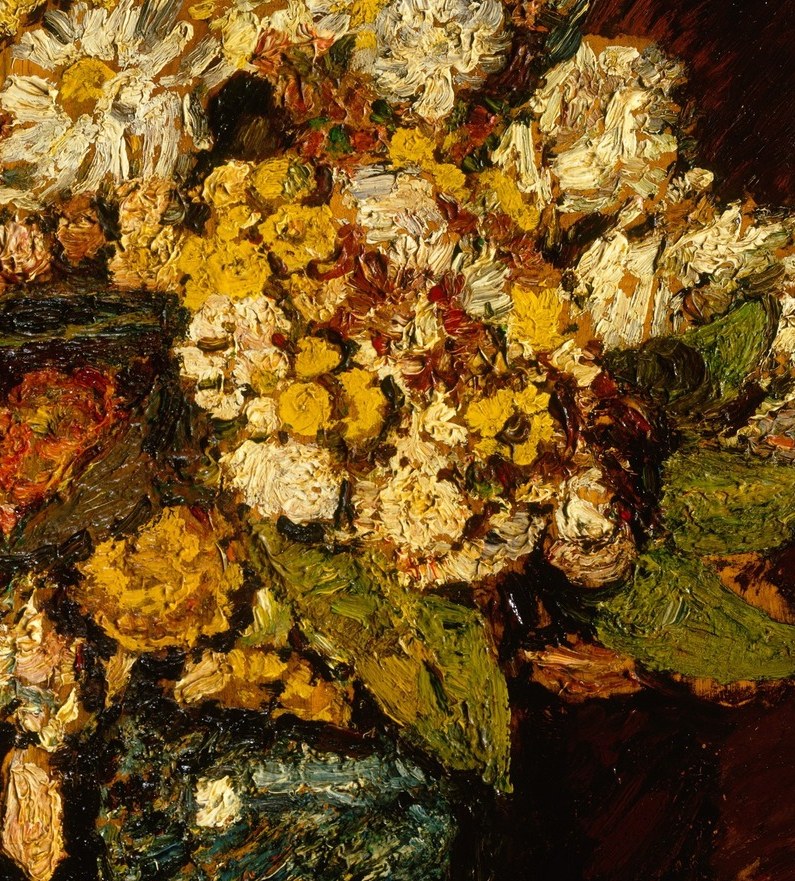 This impasto creates a vibrant, tactile surface.