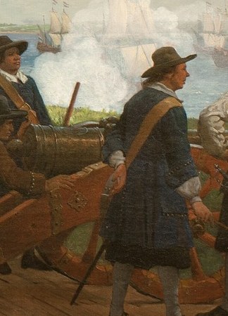 The artist carefully captured the period's military attire and tension.