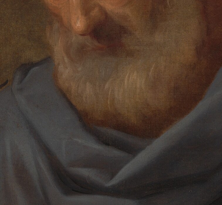 Look at Saint Matthew, lost in thought.